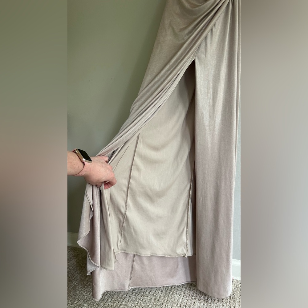 ADRIANNA PAPELL Sequin Draped Formal Gown Ethereal Greek Goddess Long Dress Sz 6 - Picture 7 of 16